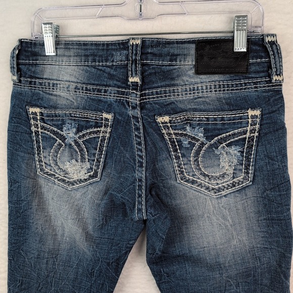 Big Star Liv Jeans Women's 28 Blue Straight Leg Distressed Stretch - Picture 7 of 9